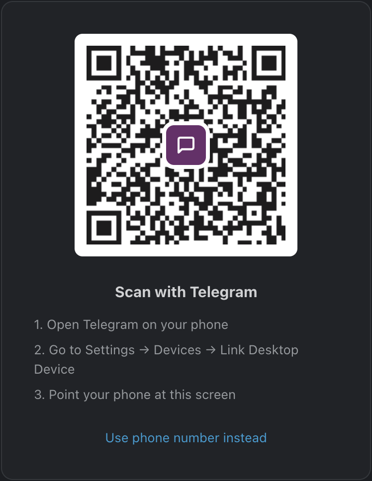 The real Teamgram sign-in screen showing Telegram QR authentication